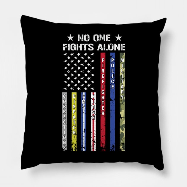 No One Fights Alone Pillow by little.tunny