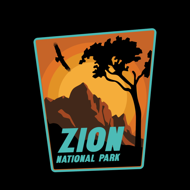 Vintage Retro Zion National Park Utah Mountain by Terrybogard97