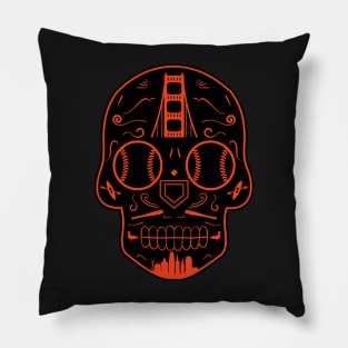 San Francisco Baseball Sugar Skull Pillow