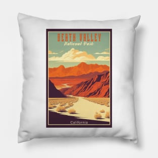 Death Valley National Park Vintage Travel  Poster Pillow