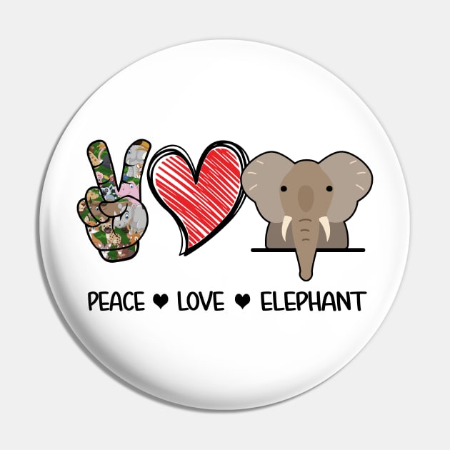 Peace Love Elephants Pin by vip.pro123