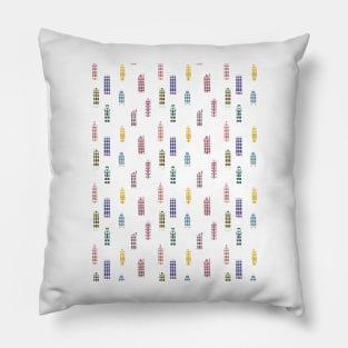 Facades of old canal houses from Amsterdam city illustration patern Pillow