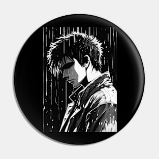 Sad manga man in the rain Pin