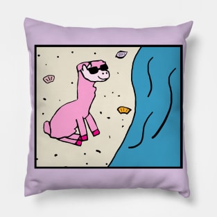 Dodie the Llama at the Beach Pillow