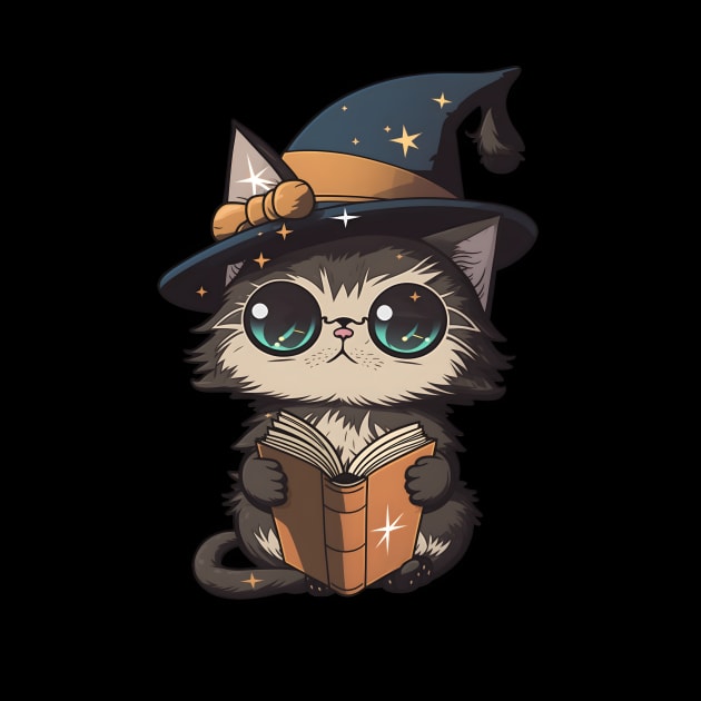 Adorable Magical Cat - Cute Wizard Drawing by SergioCoelho_Arts