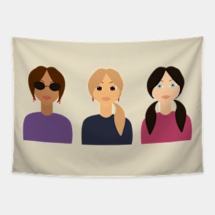 Three girls with different hair colors Tapestry
