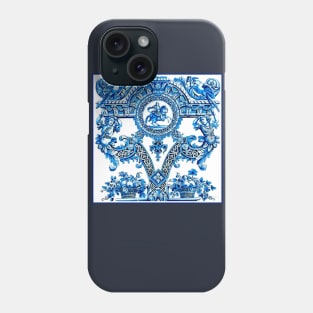 Dutch Blue Delft Parrots Cherubs Fruit Baskets and Horse and Rider Print Phone Case