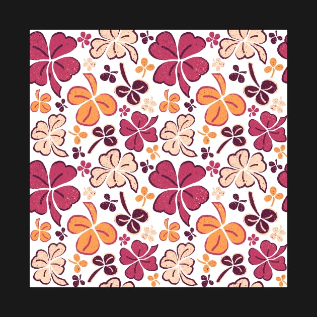 Red Lucky Clover Hand Drawn Pattern by OneLook