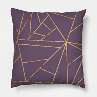 Plum Purple and Gold Geometric Lines Pillow