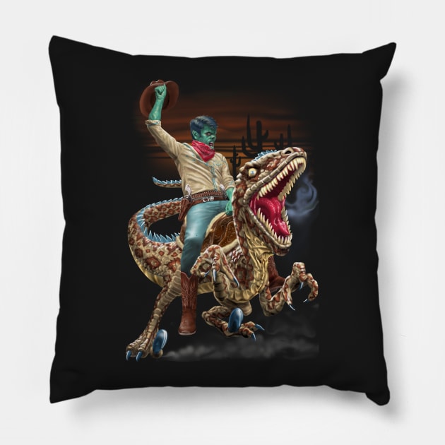 Zombie Rodeo Raptor Pillow by AyotaIllustration