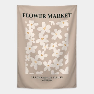 Flower market print, Amsterdam, Neutral art print, Beige flowers, Light academia posters aesthetic, Boho Tapestry