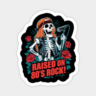 Vintage Rocker Skeleton T-Shirt - Raised On 80's Rock! Magnet