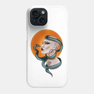 Tattoo Design Neo-Traditional Bald Lady and a Snake Phone Case