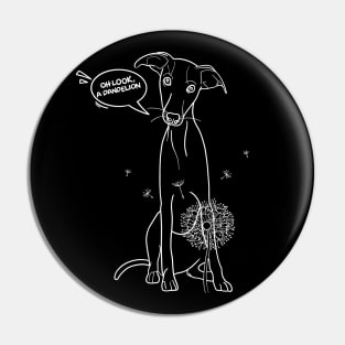 Funny greyhound design; Greyhound with a dandelion flower Pin