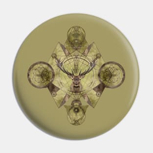 Deer in Sacred Geometry Ornament Pin