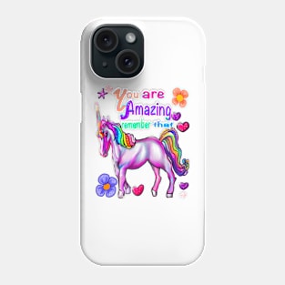 Inspirational motivational affirmation unicorn you are amazing girls inspirational gifts for women Phone Case