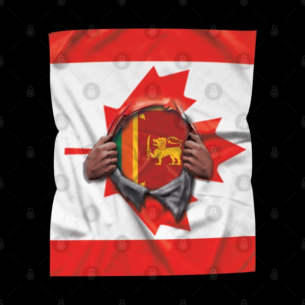 Sri Lankan Flag Canadian Flag Ripped Open - Gift for Sri Lankan From Sri Lanka by Country Flags