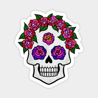 Halloween Skull with Rainbow Roses Magnet