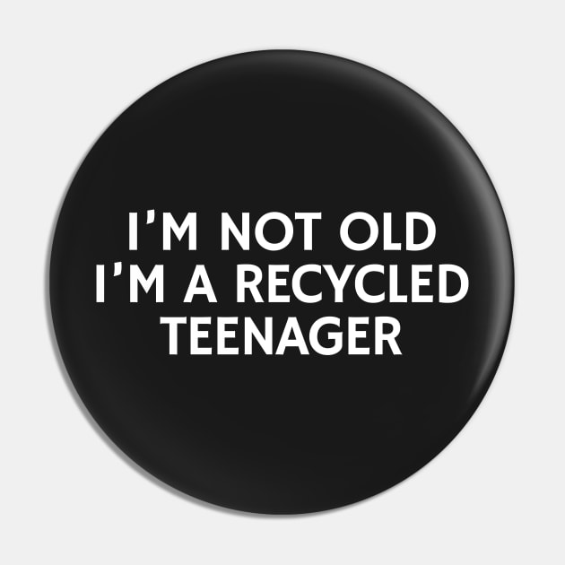 I'm Not Old I'm A Recycled Teenager Pin by manandi1