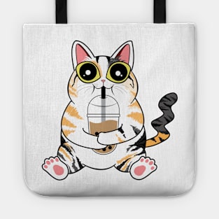 Boba Drinking Cat | Calico Cat Tote