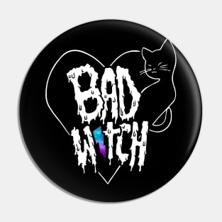 Bad Witch Galaxy Aesthetic Wiccan Halloween Black Cat Pin