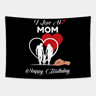 I Love U Mom Valentine Tapestry