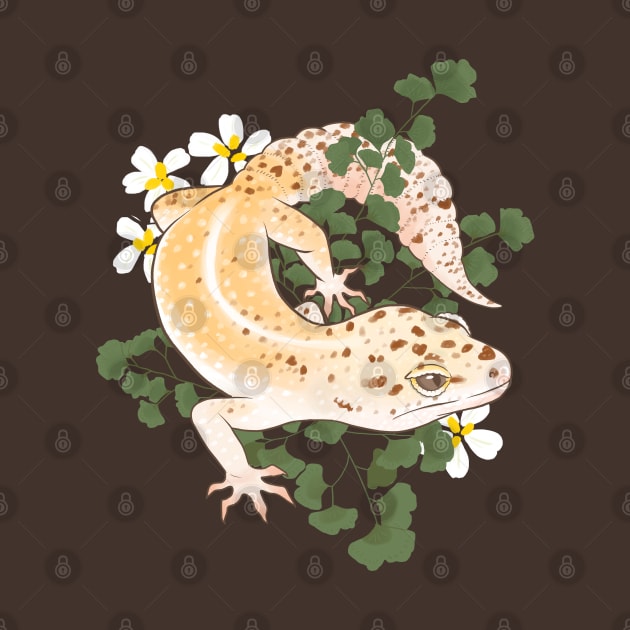 Leopard Gecko and Maidenhair Fern by starrypaige