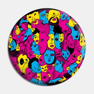 CMYK Many Faces Pin