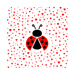 Ladybug with heart shapes texture T-Shirt