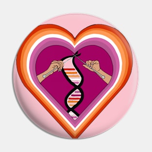 Lesbian Pride Knitted DNA Heart Pin