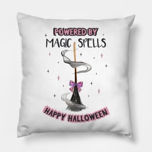 Happy Halloween. Broom Powered by Magic Spells Pillow