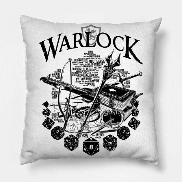 RPG Class Series: Warlock - Black Version Pillow by Milmino