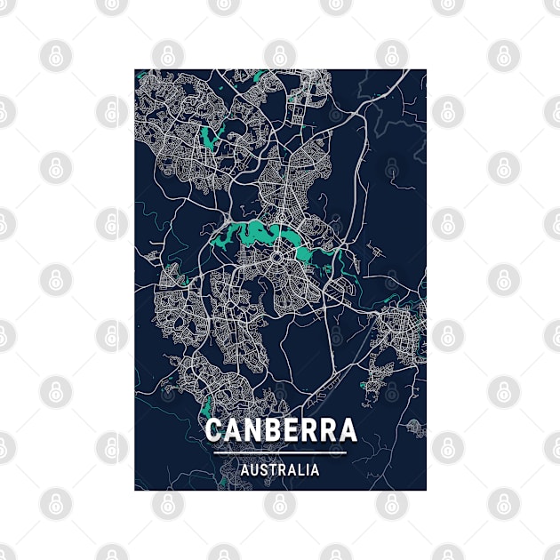 Canberra Blue Dark Color City Map by tienstencil