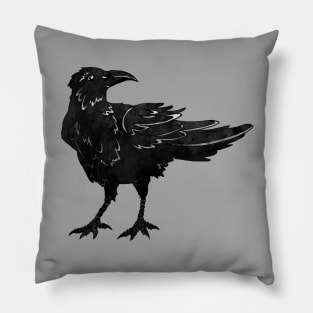 Hand Drawn Crow Pillow