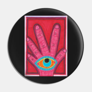 Pink Hand with Eye Pin