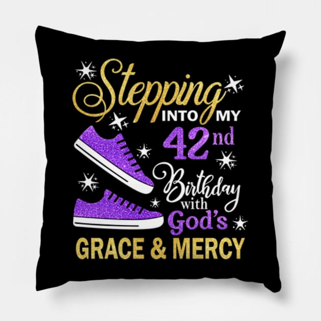 Stepping Into My 42nd Birthday With God's Grace & Mercy Bday Pillow by MaxACarter