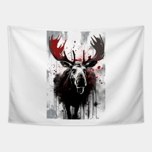 Ink Painting of a Moose Tapestry