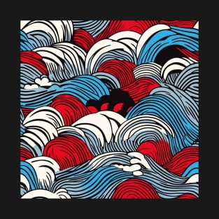 Ocean waves pattern Hiroshi Nagai umi no nami T-Shirt
