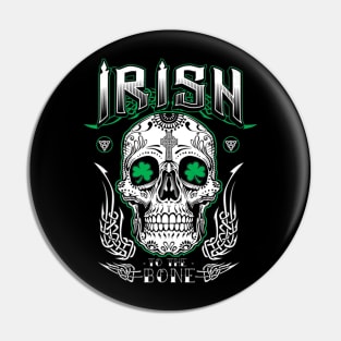 Irish Bone Skull Skeleton Pin