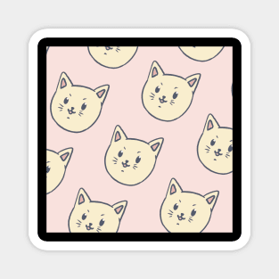 Cute Cat Face With Pink Background Pattern Magnet