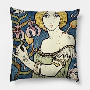 Art Nouveau - Paul Berthon Alphonse Mucha Vintage Fantasy Pillow