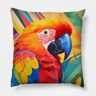 Parrot Animal Bird Portrait Colorful Painting Pillow