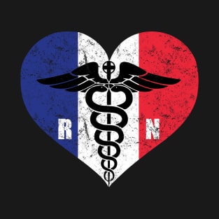 French RN Nurse France Love Flag T-Shirt