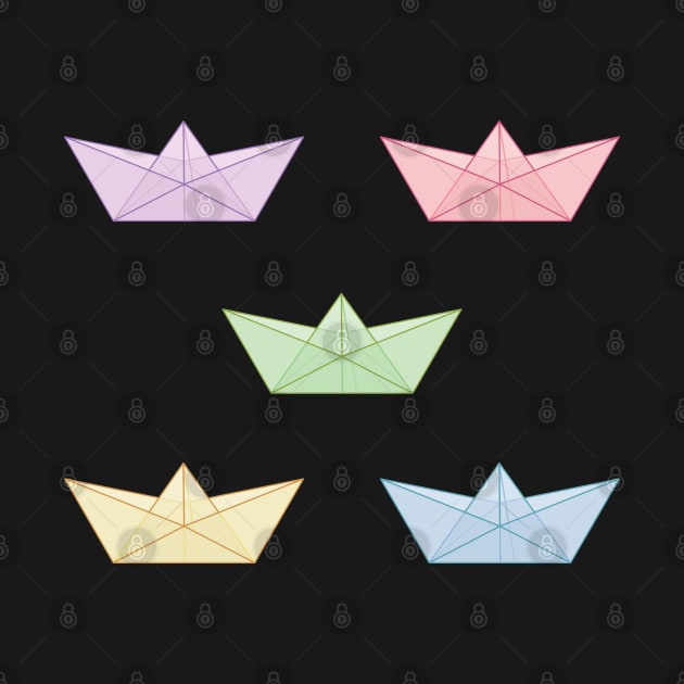 Transparent pastel paper boats set by Nikamii