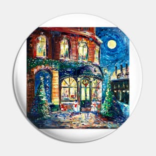 Old Cafe on Christmas Night Pin