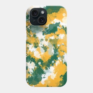 Green White and Gold Paint Splatter Phone Case