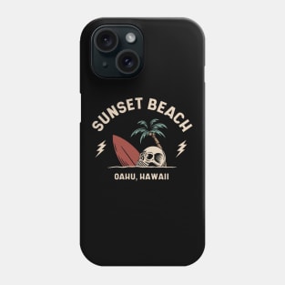 Vintage Surfing Sunset Beach Oahu Hawaii // Retro Surf Skull Phone Case