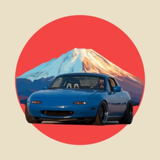 Blue Mazda Miata/MX-5 - Mount Fuji Jinba Ittai Roadster Life T-Shirt