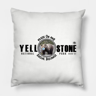 Yellowstone Grizzly Bear Mask On & Social Distance Pillow