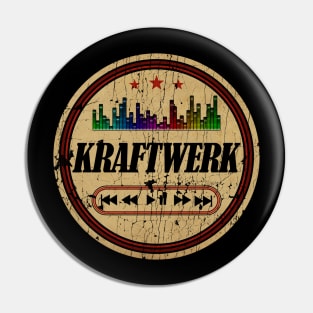 Graphic Kraftwerk Name Retro Distressed Cassette Tape Vintage Pin